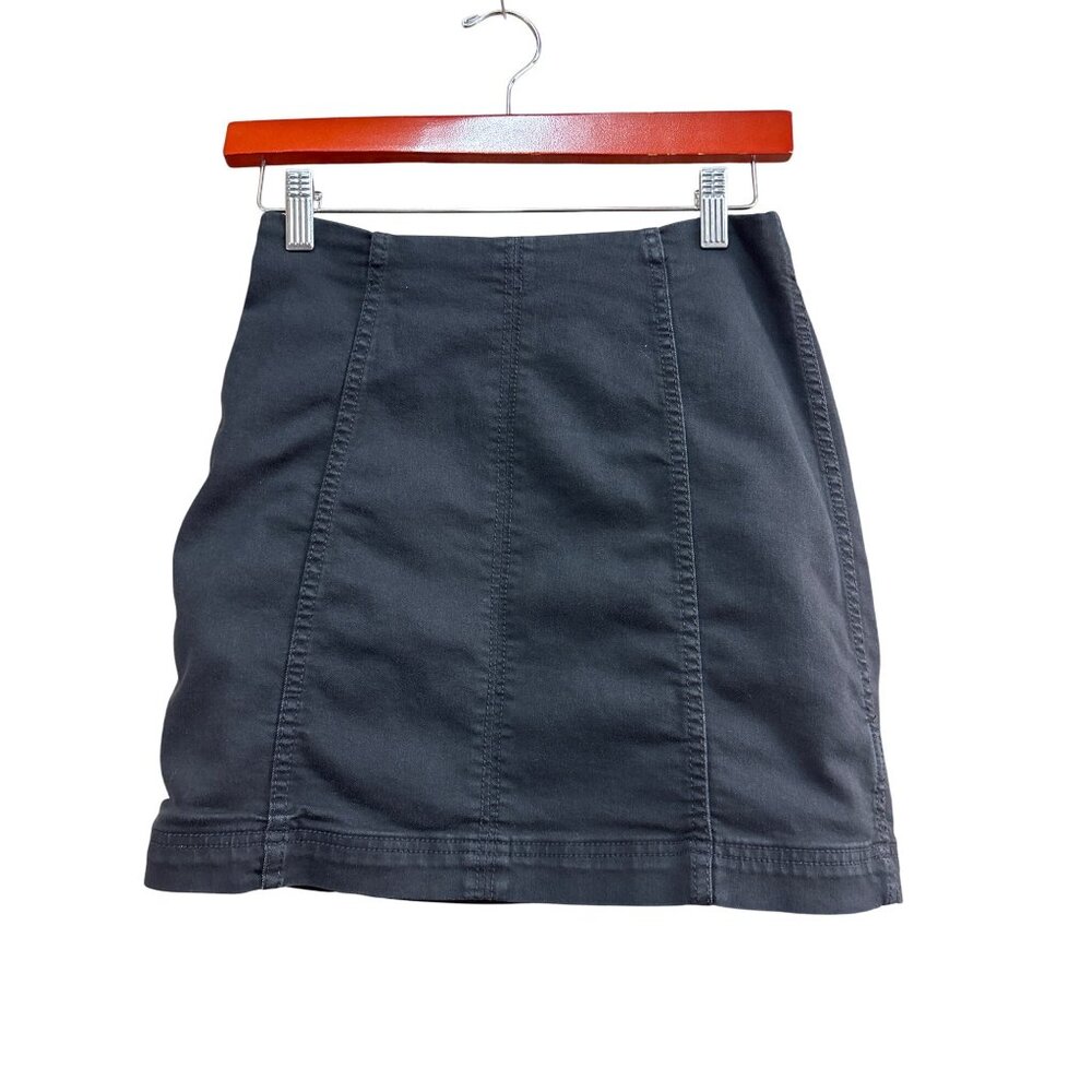 Black Mini Skirt With Zipper & Stitching Detail